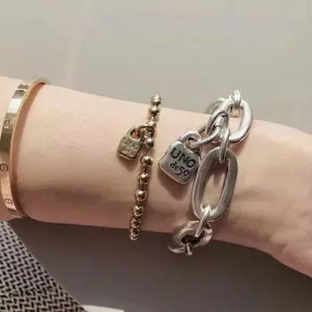 Браслет-цепочка с овальным замком и толстой цепочкой для женщин серебряный