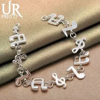 Браслет-цепочка с подвеской из стерлингового серебра 925 пробы, модные свадебные украшения 20CM