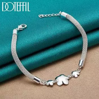 Браслет-цепочка со змеей и цветком Серебряные бижутерия 20cm