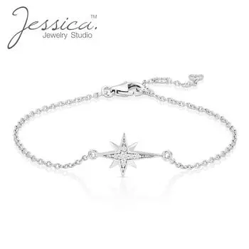 Браслет-цепочка со звездой из чистого серебра 925 пробы для женщин