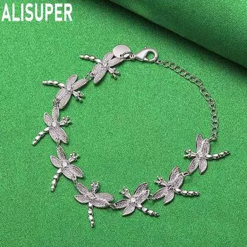 Браслет-цепочка «Стрекоза» из стерлингового серебра 925 пробы, модные свадебные украшения 20CM