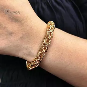 Браслет-цепочка унисекс византийский с застежкой-карабином, металлический полированный, толстый, легкий, хип-хоп, наручные украшения, шопинг, работа, вечеринка, свидание золотистый