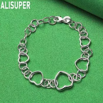 Браслет-цепочка в форме сердца из стерлингового серебра 925 пробы Модные свадебные украшения 20CM