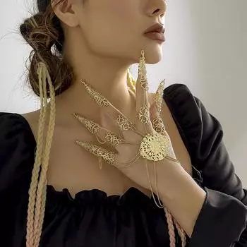 Браслет-цепочка в стиле панк, браслет-цепочка на палец, соединенные браслеты с кольцами на пальцы, подарки для рук