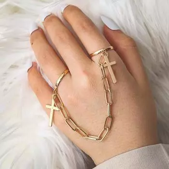 Браслет-цепочка в стиле панк с геометрическим узором для женщин, кольцо с подвесками, набор для пары, модные ювелирные изделия в стиле эмо, подарки, Pulsera Mujer