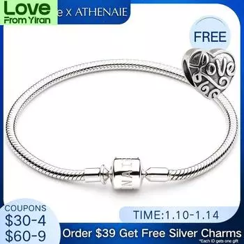 Браслет-цепочка в виде змеи из стерлингового серебра 925 пробы, подходящий для европейских бусин-шармов