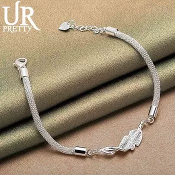 Браслет-цепочка в виде змеи из стерлингового серебра 925 пробы, модные свадебные украшения 20CM