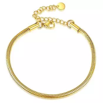 Браслет-цепочка в виде змеи. Модный универсальный простой браслет из титановой стали толщиной 3 мм. золотой