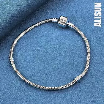 Браслет-цепочка «змейка» из стерлингового серебра 925 пробы, модные свадебные украшения 20CM