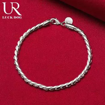 Браслет-цепочка-змейка из стерлингового серебра 925 пробы с винтами, модные свадебные украшения 20CM