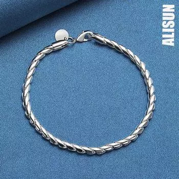 Браслет-цепочка-змейка из стерлингового серебра 925 пробы с винтами, модные свадебные украшения 20CM