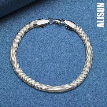 Браслет-цепочка «змейка» из стерлингового серебра 925 пробы, 6 мм, модные свадебные украшения 20CM