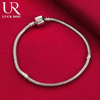 Браслет-цепочка «змейка» из стерлингового серебра 925 пробы, модные свадебные украшения 20cm