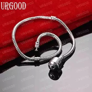 Браслет-цепочка в виде змеи из стерлингового серебра 925 пробы, модные свадебные украшения 20CM