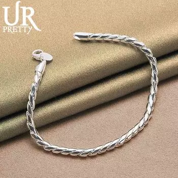 Браслет-цепочка-змейка из стерлингового серебра 925 пробы с винтами, модные свадебные украшения 20CM