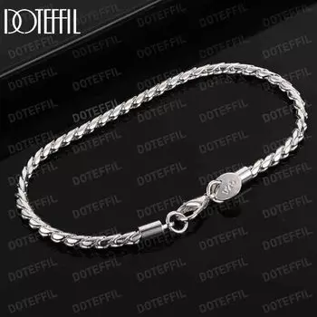 Браслет-цепочка-змейка из стерлингового серебра 925 пробы с винтами, модные свадебные украшения 20CM