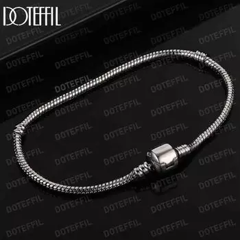 Браслет-цепочка «змейка» из стерлингового серебра 925 пробы, модные свадебные украшения 20CM