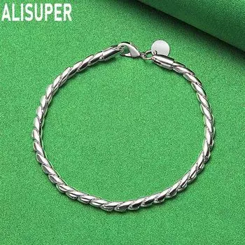 Браслет-цепочка-змейка из стерлингового серебра 925 пробы с винтами, модные свадебные украшения 20CM