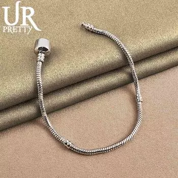 Браслет-цепочка «змейка» из стерлингового серебра 925 пробы, модные свадебные украшения 20CM