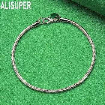 Браслет-цепочка «змейка» из стерлингового серебра 925 пробы, 3 мм, модные свадебные украшения 20CM