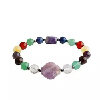 Браслет Чакра Аметист, Гранат, Агат, Кварц, Цитрин, Авантюрин