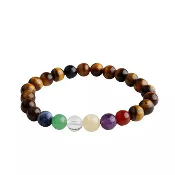 Браслет чакры тигрового глаза Аметист, тигровый глаз, агат, кварц, лазурит, цитрин