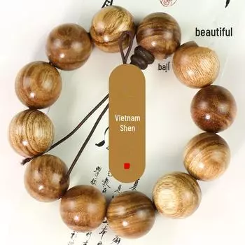 Браслет-четки из вьетнамского агарового дерева с натуральным ароматом и белыми песчаными пятнами - буддийские бусины унисекс для пар