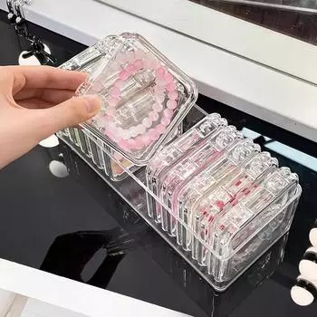 Браслет Crystal Wenwan, настольный ящик для хранения ювелирных изделий, ожерелий, ювелирных изделий, пылезащитный настольный органайзер, полка для демонстрации чёрный