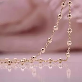 Браслет цвета розового золота, ожерелье, круглая цепочка с бусинами, изысканный подарок для девушки 19CM розового золота