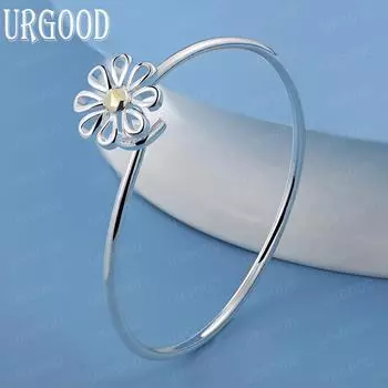 Браслет-цветок из стерлингового серебра 925 пробы, модные свадебные украшения 63MM