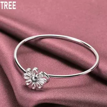Браслет-цветок из стерлингового серебра 925 пробы, модные свадебные украшения 63MM