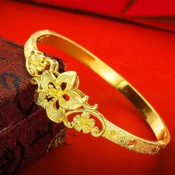 Браслет-цветок с пряжкой золотого цвета, женский открывающийся браслет, свадебные украшения для невесты one size(16-22CM)
