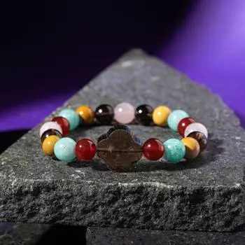 Браслет Девы Амазонит, дымчатый кварц, яшма, красный агат, розовый кварц