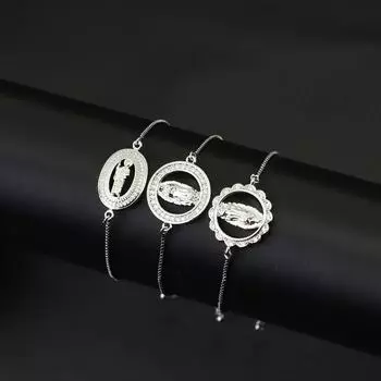 Браслет Девы Марии из циркония для мужчин и женщин с геометрическим орнаментом, цепочка, роскошный серебряный браслет на руку, регулируемый дизайн со шнурком