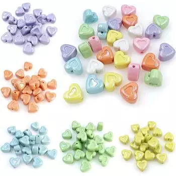 Браслет DIY Ювелирные аксессуары Модные вогнутые акриловые ожерелья ручной работы Бусины Серьги в форме сердца Изготовление 3D 10 шт. УФ-ослепление цвета Креатив разноцветный