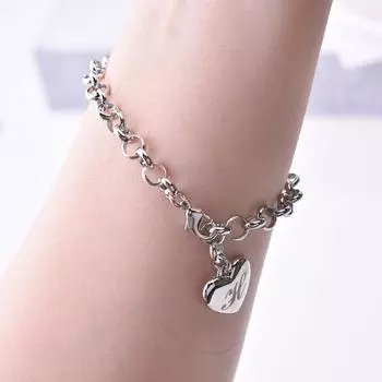 Браслет для девочек с гладкими краями, подарок, легкий, отличный браслет с буквами алфавита и сердцем для девочек, ювелирный подарок H