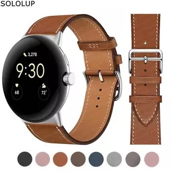 Браслет для Google Pixel Watch 2/Pixel Watch из натуральной кожи, сменный ремешок, ремешок для умных часов, аксессуары для Pixel Watch for Google Pixel Watch 1/2 кофейный