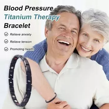 Браслет для контроля артериального давления, эмиссия отрицательных ионов германия, синяя титановая терапия для снятия стресса и управления артериальным давлением. чёрный