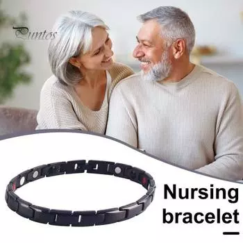 Браслет для контроля артериального давления. Эмиссия отрицательных ионов германия. Синяя титановая терапия для снятия стресса и управления артериальным давлением. Уход за телом. чёрный