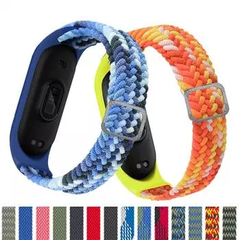 Браслет для Mi Band 5 6, нейлоновый плетеный браслет Solo Loop, браслет Miband4, Miband5, браслет для Xiaomi Mi Band 4, 3, ремешок