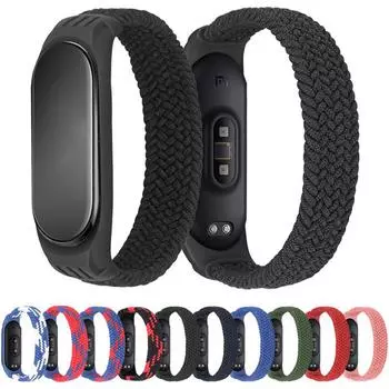 Браслет для Mi Band 5 6, нейлоновый плетеный браслет Solo Loop, браслет Miband4, Miband5, браслет для Xiaomi Mi Band 4, 3, ремешок S (150mm-160mm) синий