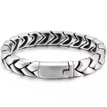 Браслет для мужчин из полированной нержавеющей стали с цепочкой из звеньев 11 мм, мужские украшения на запястье, подарки на день рождения для мальчиков, его парня 22CM серебряный