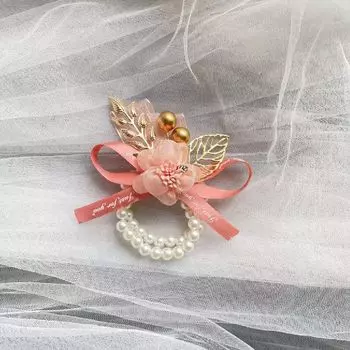 Браслет для невесты и подружки невесты, цветок на руку, легкий, жемчужный, для группы сестер, свадебная вечеринка, разноцветный, цветок на запястье