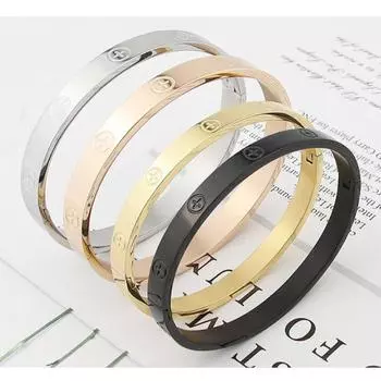 Браслет для ногтей нового дизайна с цирконом и крестообразной гайкой и; Женские браслеты с винтами из нержавеющей стали, ювелирные изделия люксового бренда, дропшиппинг Silver with Stone56-58mm