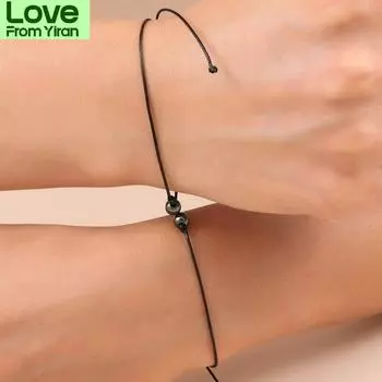 Браслет для пар Diy Charm Black Thread с магнитным гематитовым камнем, браслет с бусинами, регулируемые браслеты для женщин и мужчин, ювелирные изделия с пожеланиями на удачу черный белый
