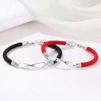 Браслет для пар Mobius из стерлингового серебра 925 пробы. Простая и модная корейская версия. Adjustable size