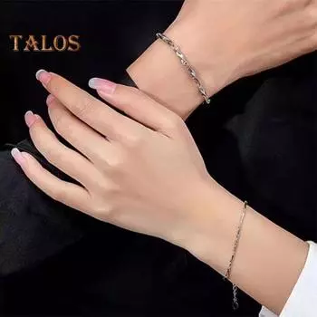 Браслет для пар, простой стиль, медь, регулируемая длина, удлиненная цепочка, полированная, нержавеющая, легкий подарок для любви, унисекс, ювелирные изделия на запястье Women