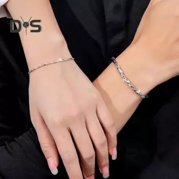 Браслет для пар, простой стиль, медь, регулируемая длина, удлиненная цепочка, полированная, нержавеющая, легкий подарок для любви, унисекс, ювелирные изделия на запястье Women