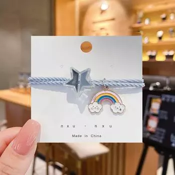 Браслет для пар со звездами, Радуга, рука, подарок для мужчин и женщин, подвески для дружбы, браслет, эластичная веревка для волос, резинки для волос, аксессуары A3