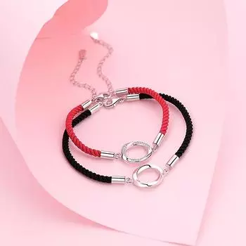 Браслет для пары из стерлингового серебра 925 пробы с реинкарнацией любви, простой и универсальный модный браслет с бриллиантами, новый стиль 2022 года Adjustable size красный
